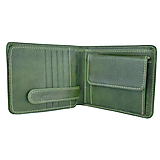  - Peňaženka z prírodnej kože v zelenej farbe, ručne tamponovaná - 9955732_