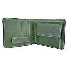 Pánske tašky - Peňaženka z prírodnej kože v zelenej farbe, ručne tamponovaná - 9955732_
