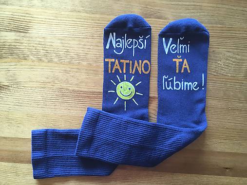 Maľované ponožky pre najlepšieho ocka / tata / tatina / ocinka (na tmavomodrych ponožkách)