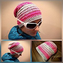 Čiapky, čelenky, klobúky - Merino predĺžená čiapka - ružovo sivá - 9959015_