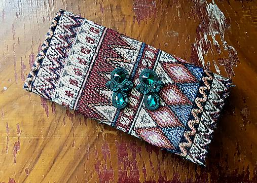 Náušnice - Šmaragdová Ditta - soutache naušnice - 9966038_