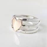Prstene - come.t light (Love - hladký s iniciálami a zlatým srdiečkom 3 otočky) - 9964089_