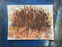 Abstraktný obraz - červený les