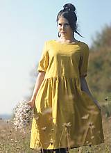 Šaty - Lněné šaty Žluté  (XL) - 9970373_