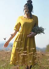 Šaty - Lněné šaty Žluté  (XL) - 9970378_