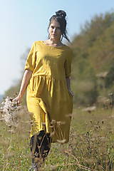 Šaty - Lněné šaty Žluté  (XL) - 9970379_