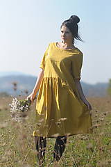 Šaty - Lněné šaty Žluté  (XL) - 9970380_