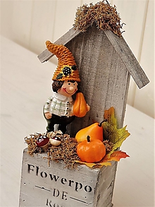 Dekorácie - Jesenná dekorácia  (v drevenom domčeku) - 9971326_