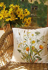 Úžitkový textil - Maľovaná návliečka žlté kvety a žltý vtáčik - 9973520_