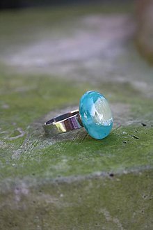 Prstene - Fusingový prsteň - Tyrkysové mámenie - 9975724_