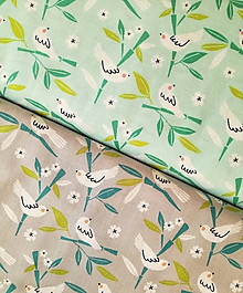 Textil - Panda-rama - Love Bird green & grey - 9975502_