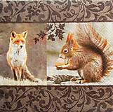 Papier - S1299 - Servítky - líška, veverička, ornament, príroda - 9976087_