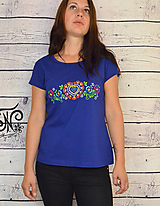 Topy, tričká, tielka - Ručne maľované farebné folklórne srdiečko - skladom L - 9981108_