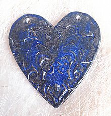 Dekorácie - Keramické srdiečka v kráľovskej modrej farbe. - 9984152_