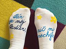 Ponožky, pančuchy, obuv - Motivačné maľované ponožky s nápisom: "Pán je môj pastier!" - 9984562_
