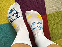 Ponožky, pančuchy, obuv - Motivačné maľované ponožky s nápisom: "Pán je môj pastier!" (Na bielych s písaným textom a kvietkami) - 9984563_