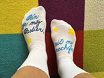 Ponožky, pančuchy, obuv - Motivačné maľované ponožky s nápisom: "Pán je môj pastier!" (Na bielych s písaným textom a kvietkami) - 9984564_