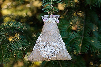 Dekorácie - Vianočný zvonček jutovina - 9981977_