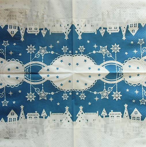 S1317 - Vianoce - zimná krajinka, domčeky, hviezda