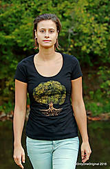 Topy, tričká, tielka - Dámske tričko, maľované STROM ♀ - 9986012_