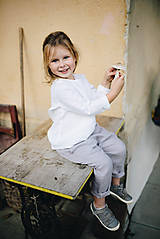 Detské oblečenie - Detské ľanové nohavice  (116 - Béžová) - 9991812_