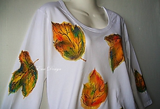 tričko ručne maľované - Dúhové listy jesene
