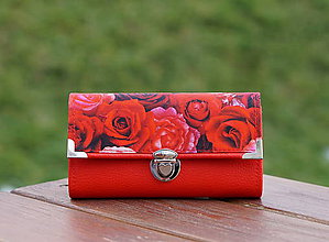 Peňaženky - Peněženka Červená růže, 12 karet, na fotky - 9991819_