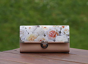 Peňaženky - Peněženka Bílá růže, 12 karet, na fotky - 9991856_