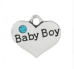 Komponenty - PR102 Prívesok BABY BOY/ GIRL 1,6 x 1,4 cm  (Baby boy) - 9992231_