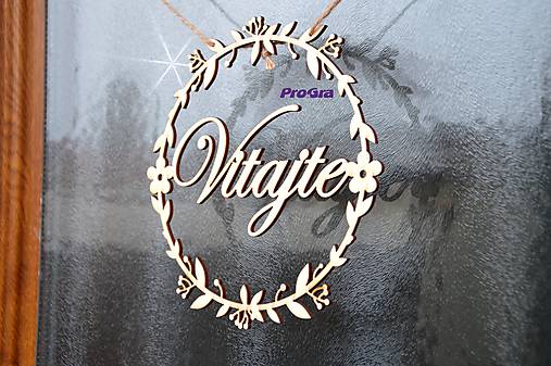 Dekorácie - Venček - Vitajte - drevená dekorácia (17 cm) - 9992611_
