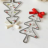 Dekorácie - vianočný stromček s krémovou mašličkou 13cm - 9994010_