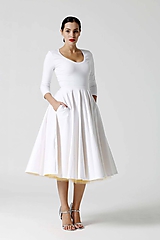 Šaty - Šaty Midi biele s véčkom (42) - 9996724_
