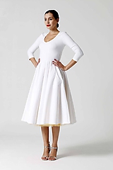 Šaty - Šaty Midi biele s véčkom (42) - 9996725_