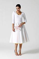 Šaty - Šaty Midi biele s véčkom (42) - 9996732_