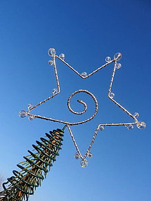 Dekorácie - hviezda Vianoc...špic na stromček 1 (strieborná s brúsenými korálkami) - 9997340_