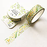 Papier - dekoračná washi páska Pozlátené lístky, 15 mm x 7 m - 9994205_