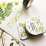 Papier - dekoračná washi páska Pozlátené lístky, 15 mm x 7 m - 9994208_