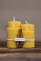 Svietidlá a sviečky - Sviečka zo 100% včelieho vosku - Točené hrubé - Žlté - 9994878_