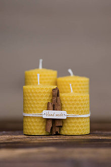 Sviečky - Sviečka zo 100% včelieho vosku - Točené hrubé - Žlté (variant A-iba sviečky bez zdobenia) - 9994878_