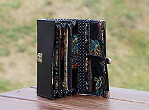 Peňaženky - Peněženka slon a mandala, černá, 18 karet, prostorná - 9995423_