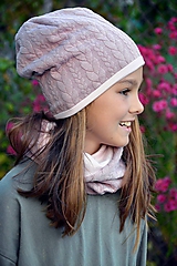 Detské čiapky - Bavlnená čiapka  teplejšia Vrkoče & Old Violet - 9997408_