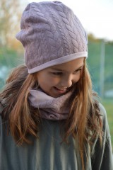 Detské čiapky - Bavlnená čiapka  teplejšia Vrkoče & Old Violet - 9997417_