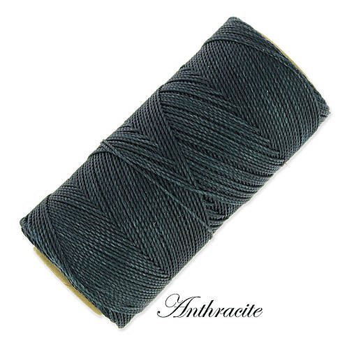 Galantéria - Linhasita voskovaná šnúrka na micro macramé, 1mm, bal.1klbko (168m), farebná škála č.3 (Anthracite) - 9994599_
