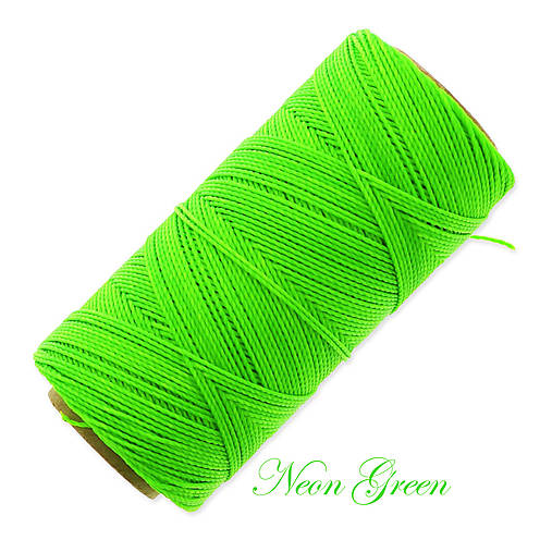 Galantéria - Linhasita voskovaná šnúrka na micro macramé, 1mm, bal.1klbko (168m), farebná škála č.3 (Neon Green) - 9994668_