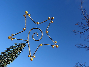 Dekorácie - hviezda Vianoc...špic na stromček (zlatý) - 10000576_