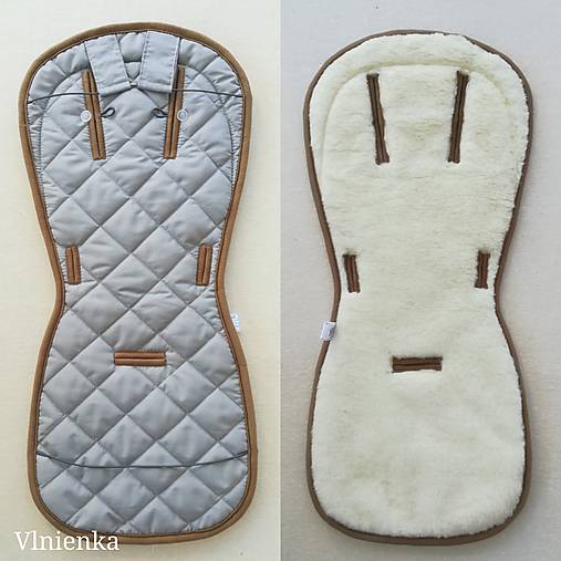 Detský textil - Podložka do kočíka PEG PEREGO 100% Merino ELEGANT GREY and Camel - 9999691_