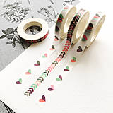Papier - dekoračná washi páska Srdienka, 7 mm x 5 m - 9998209_