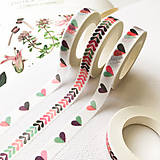 Papier - dekoračná washi páska Srdienka, 7 mm x 5 m - 9998210_
