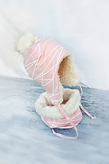 Detské súpravy - Zimný set Lines pink & fleece cream - 10000963_