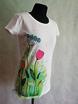 Topy, tričká, tielka - Watercolour lúka - ručne maľované tričko  (maľovaný bok -M) - 10001983_